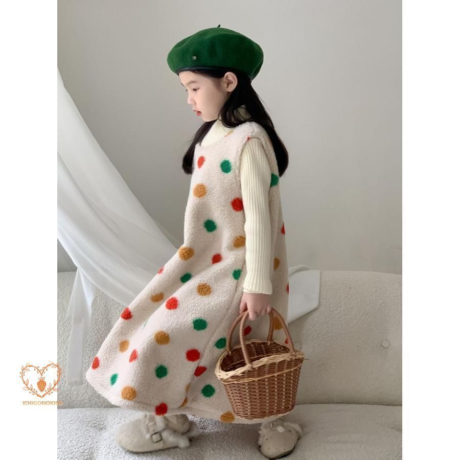 ワンピース キッズ 子供服 女の子 袖なしフロック虹色ドット柄ワンピース ベビー服 春秋冬 フォーマル 子ども服 赤ちゃん 女児 子供ドレス 結婚式 おしゃれ 可愛