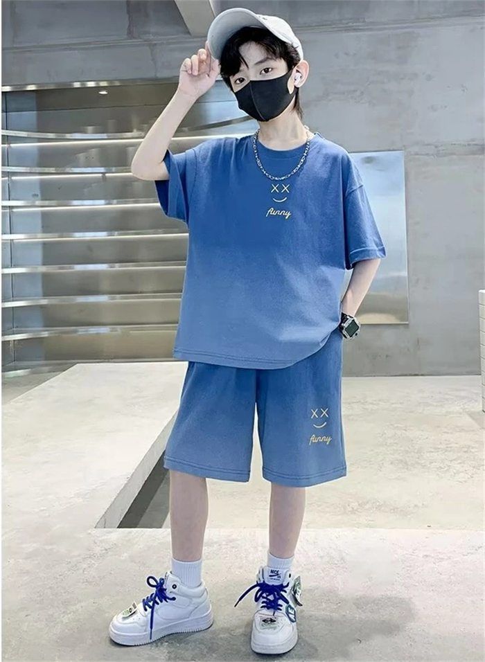 子供服 男の子 夏 セットアップ 半袖Tシャツ ハーフパンツ 夏服 ジュニア 子供 ジャージ 上下セット 子ども服 半袖 ゆったり カジュアル 子供 普段着 トップス 半袖スウェット 丸襟 ハーフパンツ 韓国風 おxiaokb320