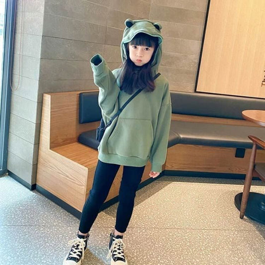 110-160cm!カエルパーカー 子供服 裏起毛 プルオーバー かえる 萌え パーカー アニマル キッズ パーカ フード付き キッズパーカー トレーナー トップス 男の子 女の子 子ども ジュニア#cjfj140997
