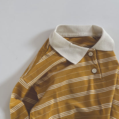 キッズ イエローロンT 薄手 長袖 Ｔシャツ 襟付き 韓国子供服 海外子供服 90 100 110 120 130 女の子 男の子 おしゃれ お出かけ子供服