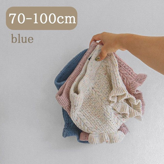 つぶつぶブルマ ブルー 韓国子供服 子供服 子ども服 ベビー ロンパース スカート ブルマ ニット 春服 ピンク ブルー ホワイト 白 おしゃれ シンプル かわいい