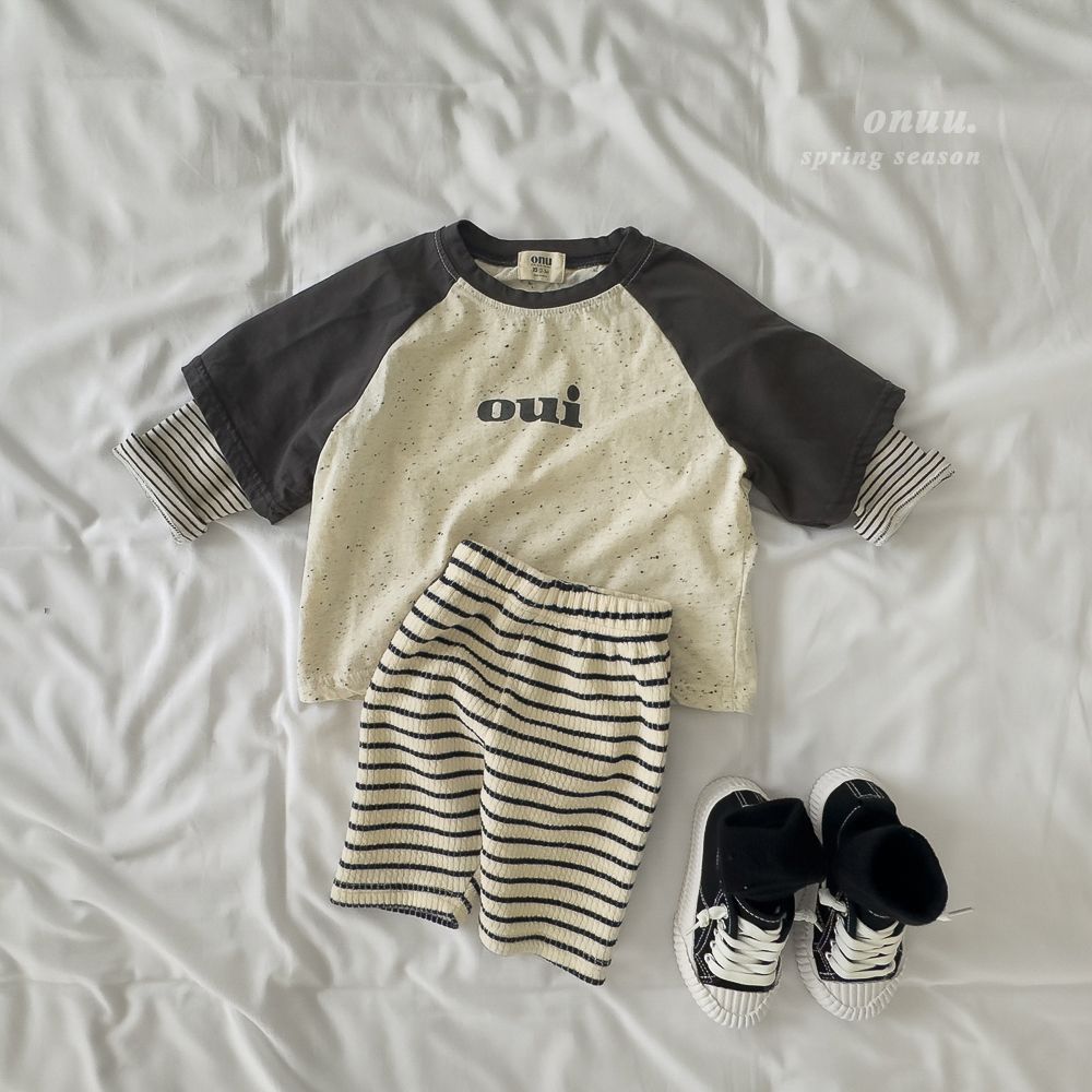 韓国子供服 半袖TシャツONU ouitee 韓国子供服 女の子 男の子 ベビー服 キッズ Tシャツ トップス 半袖T 夏 親子 兄弟 お揃い リンク おしゃれ かわいい シンプル