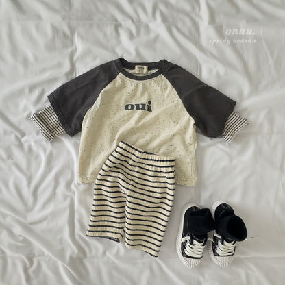 韓国子供服 半袖TシャツONU ouitee 韓国子供服 女の子 男の子 ベビー服 キッズ Tシャツ トップス 半袖T 夏 親子 兄弟 お揃い リンク おしゃれ かわいい シンプル