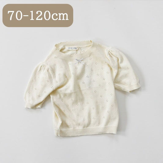 サマーニット ベビー トップス 女の子 韓国子供服 半袖 トップス ニット おしゃれ 薄手 韓国子供服 海外子供服 男の子 女の子 70cm 80cm 90cm 100cm 110cm 120cm