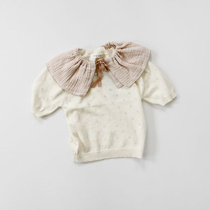 サマーニット ベビー トップス 女の子 韓国子供服 半袖 トップス ニット おしゃれ 薄手 韓国子供服 海外子供服 男の子 女の子 70cm 80cm 90cm 100cm 110cm 120cm