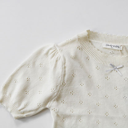 サマーニット ベビー トップス 女の子 韓国子供服 半袖 トップス ニット おしゃれ 薄手 韓国子供服 海外子供服 男の子 女の子 70cm 80cm 90cm 100cm 110cm 120cm