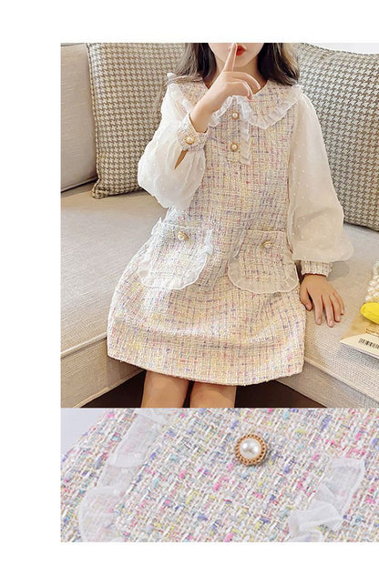 子供服 女の子 ワンピース 長袖 ガールズ フォーマル スーツ レイヤード 可愛い 通学 入園式 入学式 お姫様 おしゃれ 快適 子供ドレス 子供 スーツ フォーマル ドレス キッズ ガールズ 入学祝い 入学式 卒業式 発表会 結婚式 子供 洋服 学園風