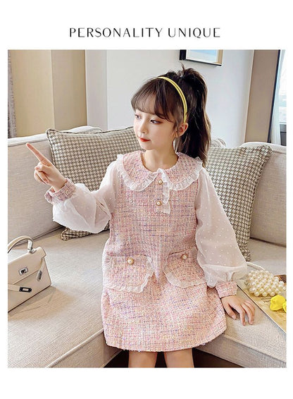 子供服 女の子 ワンピース 長袖 ガールズ フォーマル スーツ レイヤード 可愛い 通学 入園式 入学式 お姫様 おしゃれ 快適 子供ドレス 子供 スーツ フォーマル ドレス キッズ ガールズ 入学祝い 入学式 卒業式 発表会 結婚式 子供 洋服 学園風