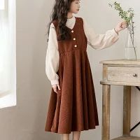 子供服 長袖 韓国子供服 女の子 ワンピース ガールズ シャツワンピース 裏起毛 切り替え 韓国風 キッズ服 可愛い リボン キッズ ドレス 森ガール かわいい おしゃれ お姫様 お出かけ 誕生日 ギフト 普段着 通園 通学 春秋冬 七五三 入