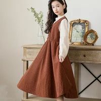 子供服 長袖 韓国子供服 女の子 ワンピース ガールズ シャツワンピース 裏起毛 切り替え 韓国風 キッズ服 可愛い リボン キッズ ドレス 森ガール かわいい おしゃれ お姫様 お出かけ 誕生日 ギフト 普段着 通園 通学 春秋冬 七五三 入