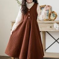 子供服 長袖 韓国子供服 女の子 ワンピース ガールズ シャツワンピース 裏起毛 切り替え 韓国風 キッズ服 可愛い リボン キッズ ドレス 森ガール かわいい おしゃれ お姫様 お出かけ 誕生日 ギフト 普段着 通園 通学 春秋冬 七五三 入