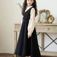 子供服 長袖 韓国子供服 女の子 ワンピース ガールズ シャツワンピース 裏起毛 切り替え 韓国風 キッズ服 可愛い リボン キッズ ドレス 森ガール かわいい おしゃれ お姫様 お出かけ 誕生日 ギフト 普段着 通園 通学 春秋冬 七五三 入