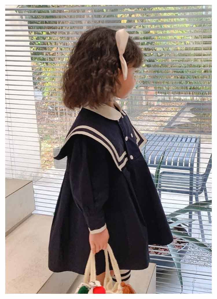 ワンピース 子供服 入園式 入学式 ワンピース 春 秋 冬 女の子 キッズ ニューモダンスタイル 卒園式 法事 喪服 紺 青 お受験 面接 子供服 長袖 フォーマル 卒業式 発表会 結婚式 お祝い 冠婚葬祭 白襟 春秋