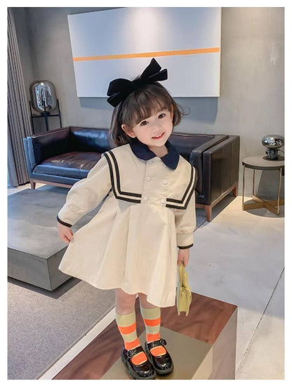 ワンピース 子供服 入園式 入学式 ワンピース 春 秋 冬 女の子 キッズ ニューモダンスタイル 卒園式 法事 喪服 紺 青 お受験 面接 子供服 長袖 フォーマル 卒業式 発表会 結婚式 お祝い 冠婚葬祭 白襟 春秋