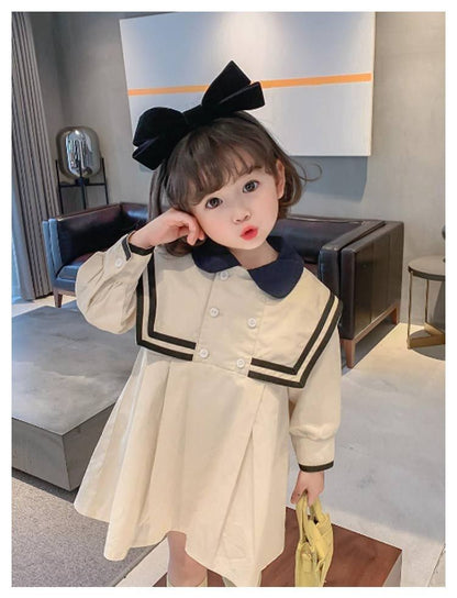 ワンピース 子供服 入園式 入学式 ワンピース 春 秋 冬 女の子 キッズ ニューモダンスタイル 卒園式 法事 喪服 紺 青 お受験 面接 子供服 長袖 フォーマル 卒業式 発表会 結婚式 お祝い 冠婚葬祭 白襟 春秋