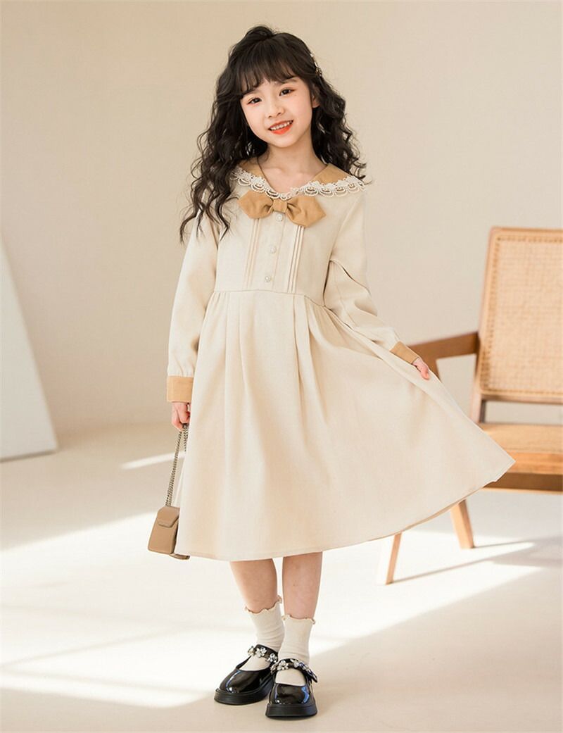 子供 ワンピース 長袖 入学式 子供服 ガールズ キッズ ドレス ジュニア フォーマル ジュニア服 フォーマルワンピース 大人っぽい 長袖ワンピース リボン付き 子ども服 卒業式 結婚式 発表会 演奏会 七五三 春秋 普段着 カジュアル 通学 お出かけ