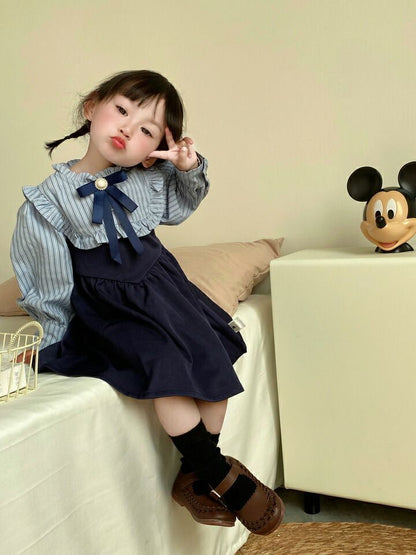 ワンピース 女の子 長袖 ベビー ワンピース キッズ 秋 春 重ね風 リボン付き 子供ワンピース 大人っぽい 入園式 フォーマルワンピース 重ね着風 長袖 お呼ばれ パーティー 結婚式 発表会 演奏会 七五三 90 100 110 120 130 140