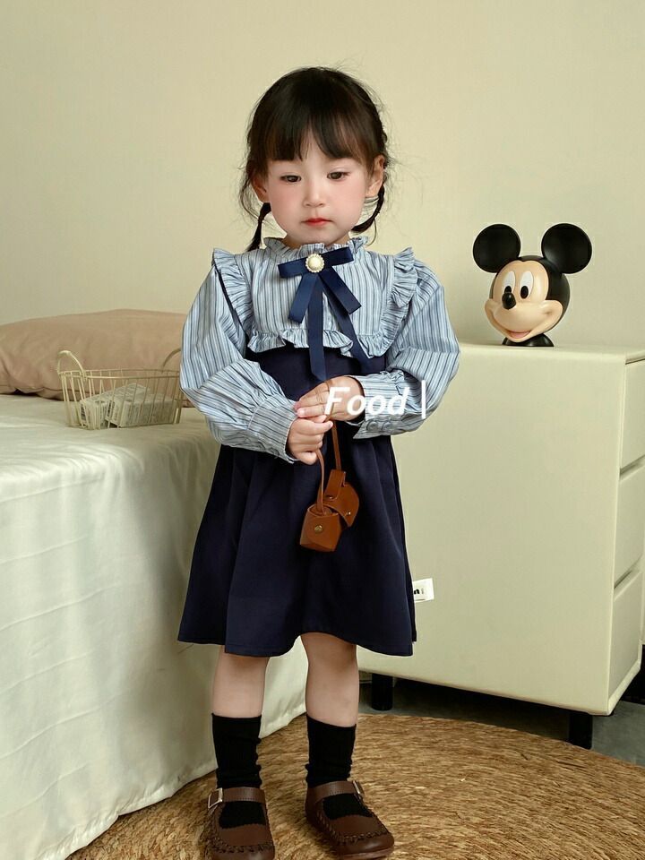 ワンピース 女の子 長袖 ベビー ワンピース キッズ 秋 春 重ね風 リボン付き 子供ワンピース 大人っぽい 入園式 フォーマルワンピース 重ね着風 長袖 お呼ばれ パーティー 結婚式 発表会 演奏会 七五三 90 100 110 120 130 140