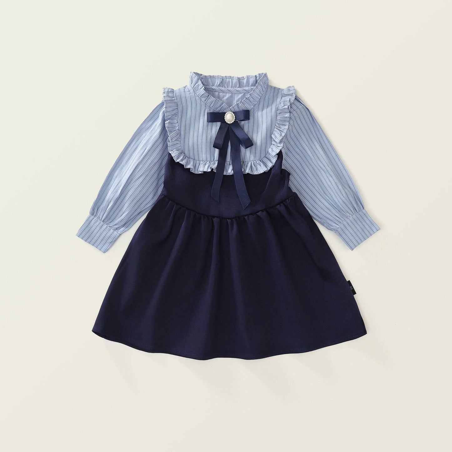 ワンピース 女の子 長袖 ベビー ワンピース キッズ 秋 春 重ね風 リボン付き 子供ワンピース 大人っぽい 入園式 フォーマルワンピース 重ね着風 長袖 お呼ばれ パーティー 結婚式 発表会 演奏会 七五三 90 100 110 120 130 140