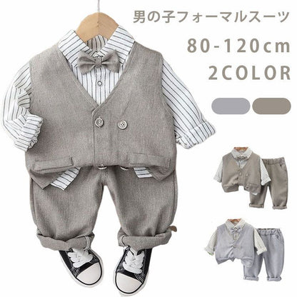 4点セット キッズスーツ 男の子 スーツ フォーマル 子供スーツ 上下セット キッズ 長袖 ベスト シャツ パンツ 洋服 七五三 子供服 赤ちゃん ベビー セットアップ おしゃれ 結婚式 入学式 入園式 卒園式 発表会 お祝い