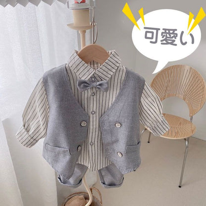 4点セット キッズスーツ 男の子 スーツ フォーマル 子供スーツ 上下セット キッズ 長袖 ベスト シャツ パンツ 洋服 七五三 子供服 赤ちゃん ベビー セットアップ おしゃれ 結婚式 入学式 入園式 卒園式 発表会 お祝い