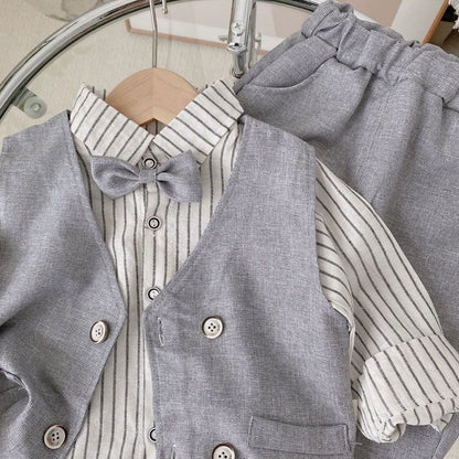 4点セット キッズスーツ 男の子 スーツ フォーマル 子供スーツ 上下セット キッズ 長袖 ベスト シャツ パンツ 洋服 七五三 子供服 赤ちゃん ベビー セットアップ おしゃれ 結婚式 入学式 入園式 卒園式 発表会 お祝い