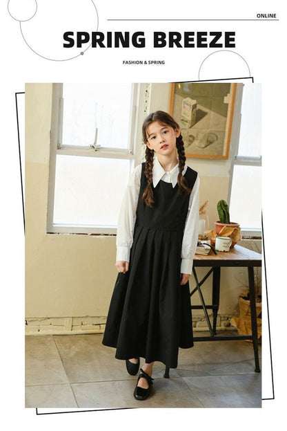 ワンピース 入学式 スーツ 女の子 2点セット 子供服 フォーマル 女の子 スーツ 女の子 子供服 セットアップ 春服 子供 女児 シャツ ドレス 綿100% カジュアル 無地 長袖 法事用 入学式 卒業式 おしゃれ 発表会 入園式 普段着110-160