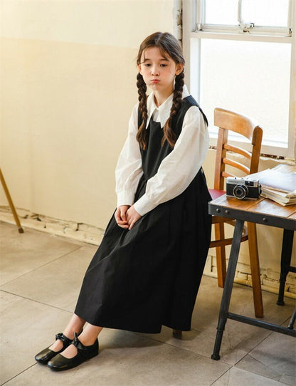 ワンピース 入学式 スーツ 女の子 2点セット 子供服 フォーマル 女の子 スーツ 女の子 子供服 セットアップ 春服 子供 女児 シャツ ドレス 綿100% カジュアル 無地 長袖 法事用 入学式 卒業式 おしゃれ 発表会 入園式 普段着110-160
