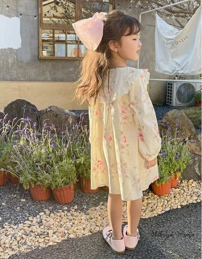 ワンピース 長袖ワンピース 花柄 女の子 キッズ 子供服 春秋 ベビー ジュニア ガールズ 通学 お出かけ カジュアル 子供用ワンピース キッズファッション キッズワンピ ギフト 可愛い おしゃれ オシャレ お洒落 90 100 110 120 130