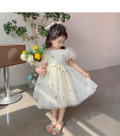 ワンピース キッズ ドレス 子供 ドレス 半袖 チュール 女の子 子供服 こども服 子ども服 子ども 七五三 ドレス 夏 90cm 100cm 110cm 120cm 130cm ピアノ発表会 結婚式 音楽会 演奏会 刺繍 かわいい