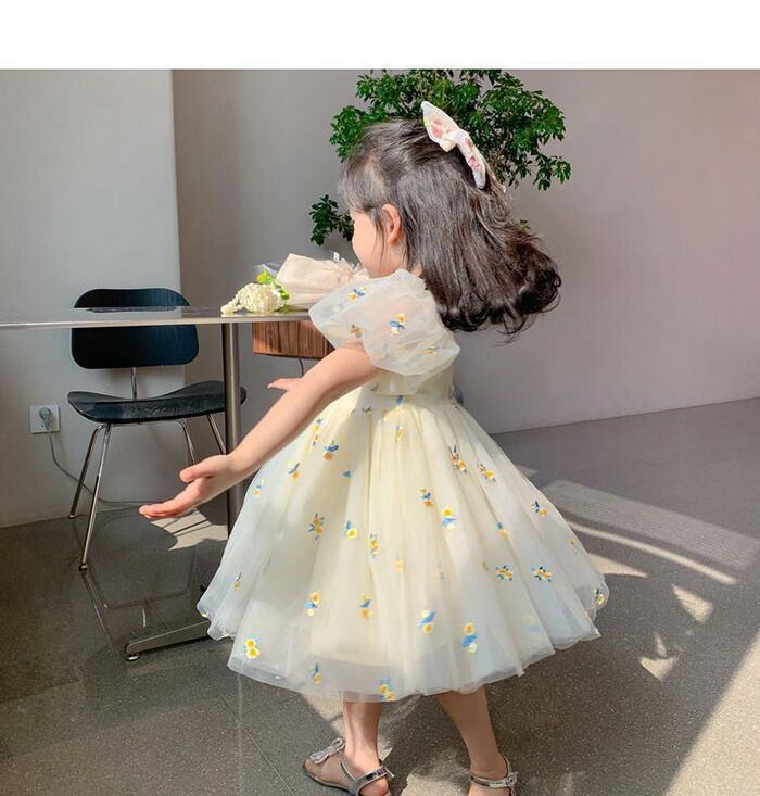 ワンピース キッズ ドレス 子供 ドレス 半袖 チュール 女の子 子供服 こども服 子ども服 子ども 七五三 ドレス 夏 90cm 100cm 110cm 120cm 130cm ピアノ発表会 結婚式 音楽会 演奏会 刺繍 かわいい