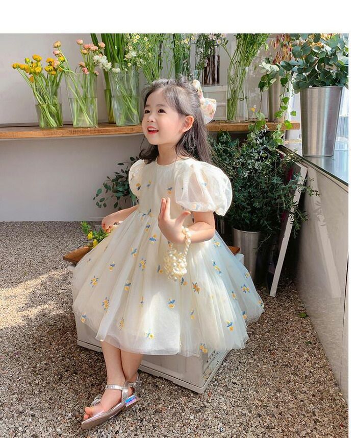 ワンピース キッズ ドレス 子供 ドレス 半袖 チュール 女の子 子供服 こども服 子ども服 子ども 七五三 ドレス 夏 90cm 100cm 110cm 120cm 130cm ピアノ発表会 結婚式 音楽会 演奏会 刺繍 かわいい