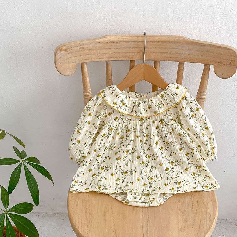 ワンピース ベビー服 女の子 小柄 花柄 花 ロンパース 秋 おしゃれ 長袖ロンパース ベビー 秋服 長袖 66 73 80 90 赤ちゃん 女児 綿 結婚式 発表会 結婚式 洋服 綿 おでかけ 韓国 七五三 誕生日 かわいい ベビーロンパース