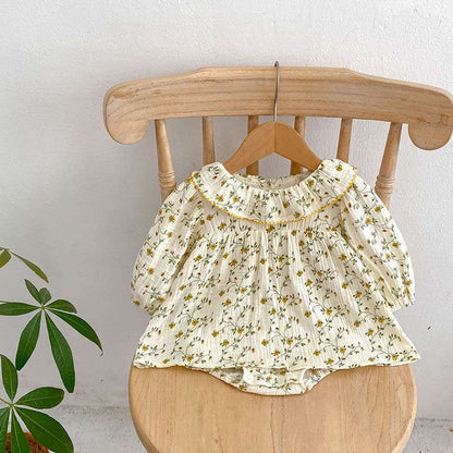 ワンピース ベビー服 女の子 小柄 花柄 花 ロンパース 秋 おしゃれ 長袖ロンパース ベビー 秋服 長袖 66 73 80 90 赤ちゃん 女児 綿 結婚式 発表会 結婚式 洋服 綿 おでかけ 韓国 七五三 誕生日 かわいい ベビーロンパース