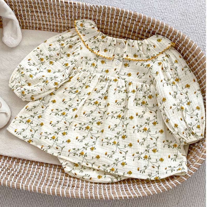 ワンピース ベビー服 女の子 小柄 花柄 花 ロンパース 秋 おしゃれ 長袖ロンパース ベビー 秋服 長袖 66 73 80 90 赤ちゃん 女児 綿 結婚式 発表会 結婚式 洋服 綿 おでかけ 韓国 七五三 誕生日 かわいい ベビーロンパース