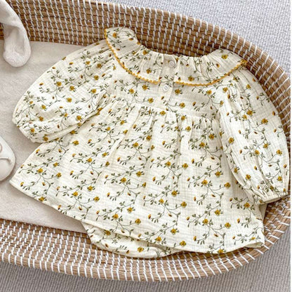 ワンピース ベビー服 女の子 小柄 花柄 花 ロンパース 秋 おしゃれ 長袖ロンパース ベビー 秋服 長袖 66 73 80 90 赤ちゃん 女児 綿 結婚式 発表会 結婚式 洋服 綿 おでかけ 韓国 七五三 誕生日 かわいい ベビーロンパース