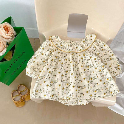 ワンピース ベビー服 女の子 小柄 花柄 花 ロンパース 秋 おしゃれ 長袖ロンパース ベビー 秋服 長袖 66 73 80 90 赤ちゃん 女児 綿 結婚式 発表会 結婚式 洋服 綿 おでかけ 韓国 七五三 誕生日 かわいい ベビーロンパース