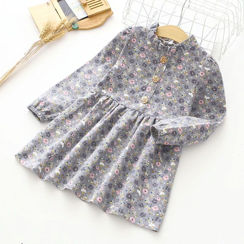 女の子 ワンピース かわいい 人気 おすすめ 花柄 総柄 フレア スカート 長袖ワンピース 長袖ワンピ ハイネック 韓国子供服 子供服 キッズ ベビー キッズ服 べビー服 ガーリー 春 秋冬 フレアワンピ