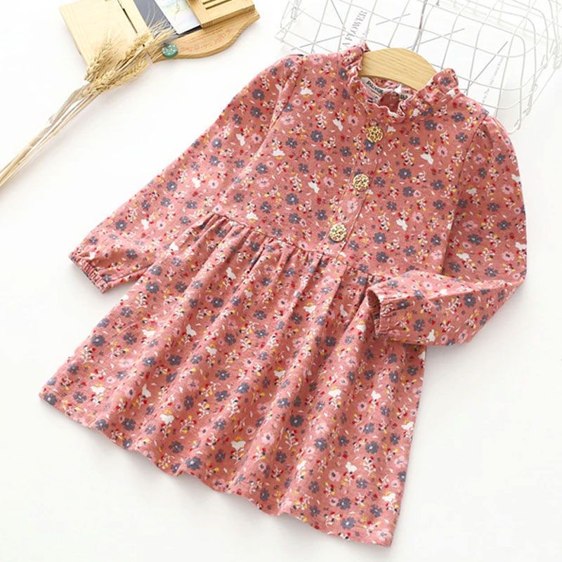 女の子 ワンピース かわいい 人気 おすすめ 花柄 総柄 フレア スカート 長袖ワンピース 長袖ワンピ ハイネック 韓国子供服 子供服 キッズ ベビー キッズ服 べビー服 ガーリー 春 秋冬 フレアワンピ