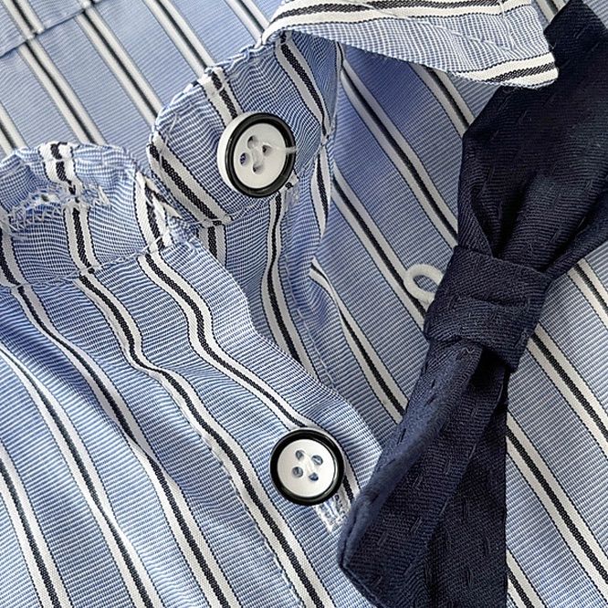 韓国 ベビー服 子供服 セットアップ 2点セット 上下セット ストライプシャツ サロペット パンツ トップス リボン付