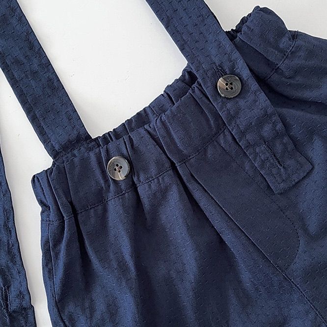 韓国 ベビー服 子供服 セットアップ 2点セット 上下セット ストライプシャツ サロペット パンツ トップス リボン付