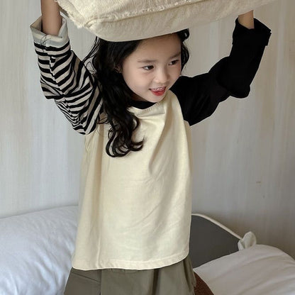 韓国 子供服 キッズ 男女兼用 女の子 男の子 ガールズ ボーイズ 長袖 ロンT トップス Tシャツ コットン ボーダー ストライプ トレーナー カットソー