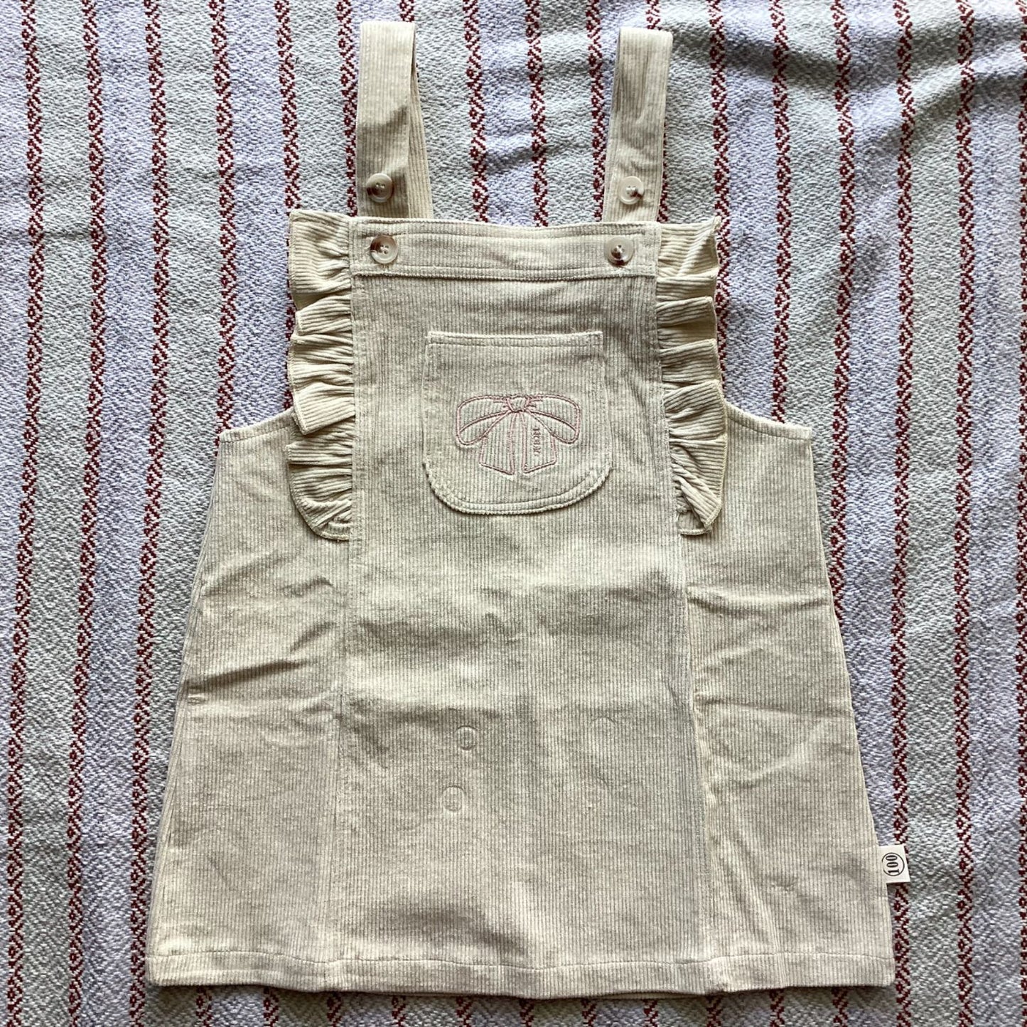 韓国 子供服 ベビー服 スカート サロペット オールインワン オーバーオール リボン コーデュロイ フリル 刺繍 90cm 100cm