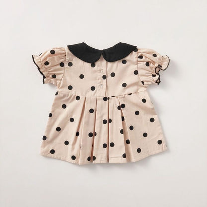 韓国 キッズ 子ども服 ベビー 赤ちゃん ワンピース チュニック トップス ロンパース おむつカバー ブルマ ドット 半袖 リボン ヘアバンド付き インナーパンツ付き パンツ お出掛け 記念写真 記念撮影 誕生日 お祝い パーティー 80cm 70cm