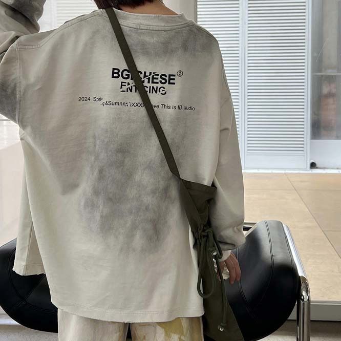 韓国 海外 輸入 キッズ 子供服 男の子 男子 長袖 おしゃれ トップス カットソー ロンT スウェット グラデーション タイダイ ホワイト グレー トレーナー パーカー 120cm 130cm 140cm