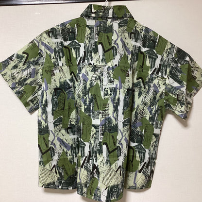 韓国 海外 輸入 子供服 キッズ 男の子 男子 おしゃれ 柄シャツ 緑 グリーン 幾何学 アロハシャツ タイダイ トップス 半袖 シャツ 130cm 140cm150cm