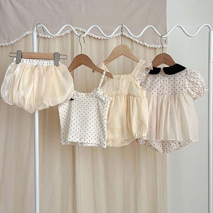 韓国 海外 輸入 ベビー服 赤ちゃん 半袖 ロンパース ワンピース チュール レース ドット柄 水玉 おしゃれ ベージュ フォーマル 冠婚葬祭 結婚式 発表会 七五三 お宮参り 100日祝い 誕生日 パーティー お出掛け 70cm 73cm 75cm 80cm