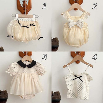 韓国 海外 輸入 赤ちゃん ベビー服 子ども服 キッズ リボン チュール ホワイト 白 レース パンツ ズボン かぼちゃパンツ ショートパンツ 半ズボン ドット柄 水玉 お出掛け 記念写真 記念撮影 おしゃれ 誕生日 パーティー 80cm