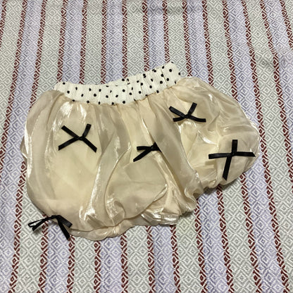 韓国 海外 輸入 赤ちゃん ベビー服 子ども服 キッズ リボン チュール ホワイト 白 レース パンツ ズボン かぼちゃパンツ ショートパンツ 半ズボン ドット柄 水玉 お出掛け 記念写真 記念撮影 おしゃれ 誕生日 パーティー 80cm