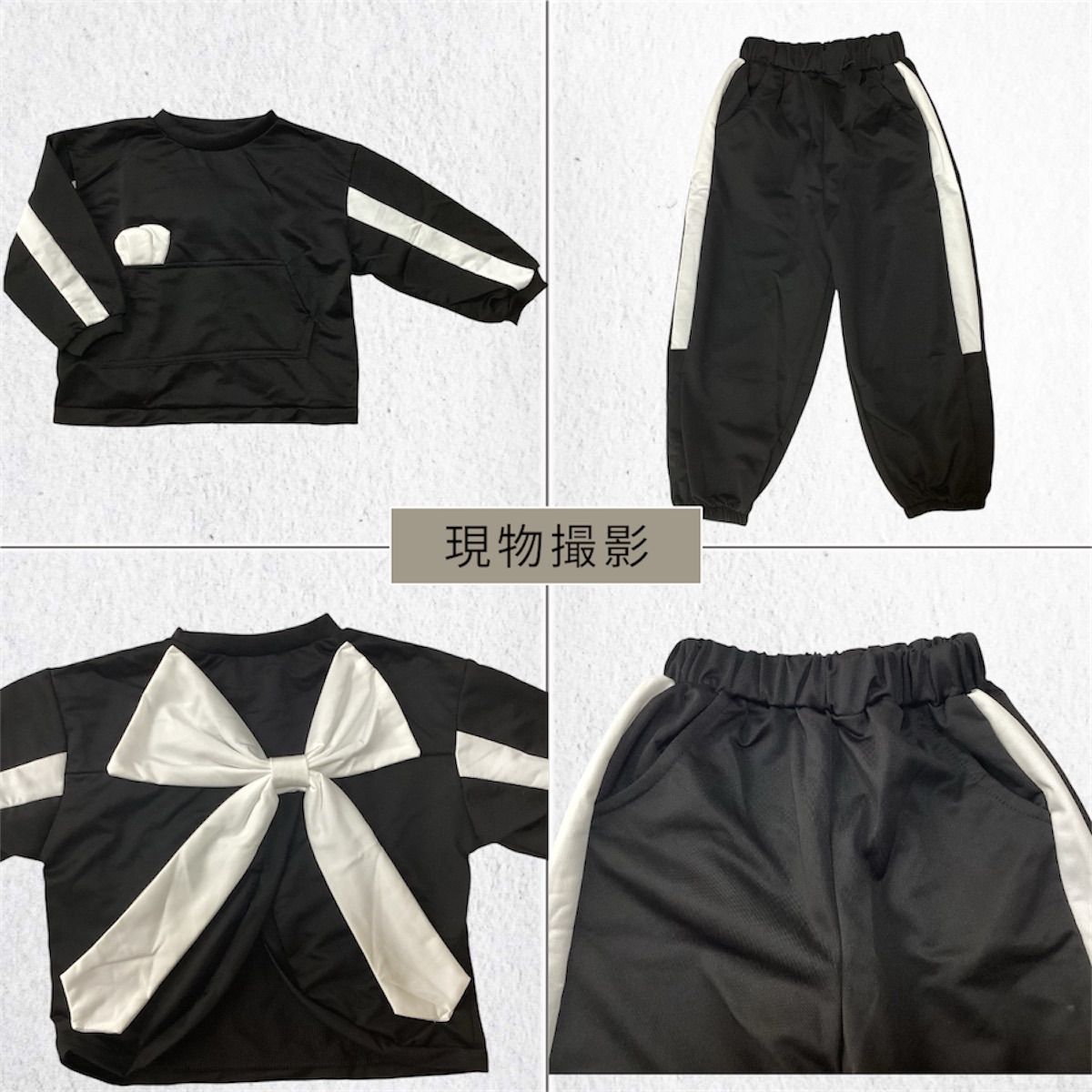 韓国 海外 輸入子供服 ベビー服 キッズ 赤ちゃん 長袖 2点セット セットアップ スウェット パーカー ロングパンツ うさぎ ラビット ダンス 保育園 小学生 ジャージ バックリボン 100cm 110cm 120cm